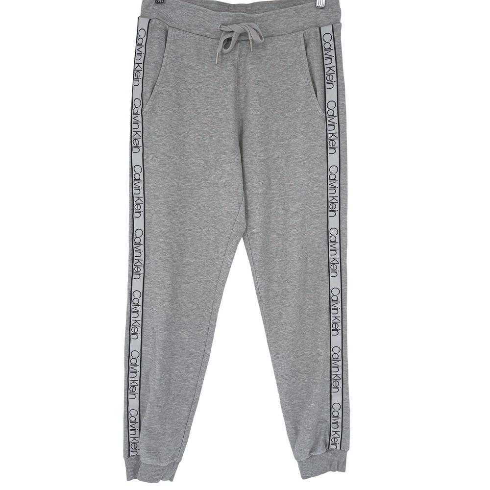 Calvin Klein Tech Jersey Gray Logo Tape Joggers Sweatpants Small